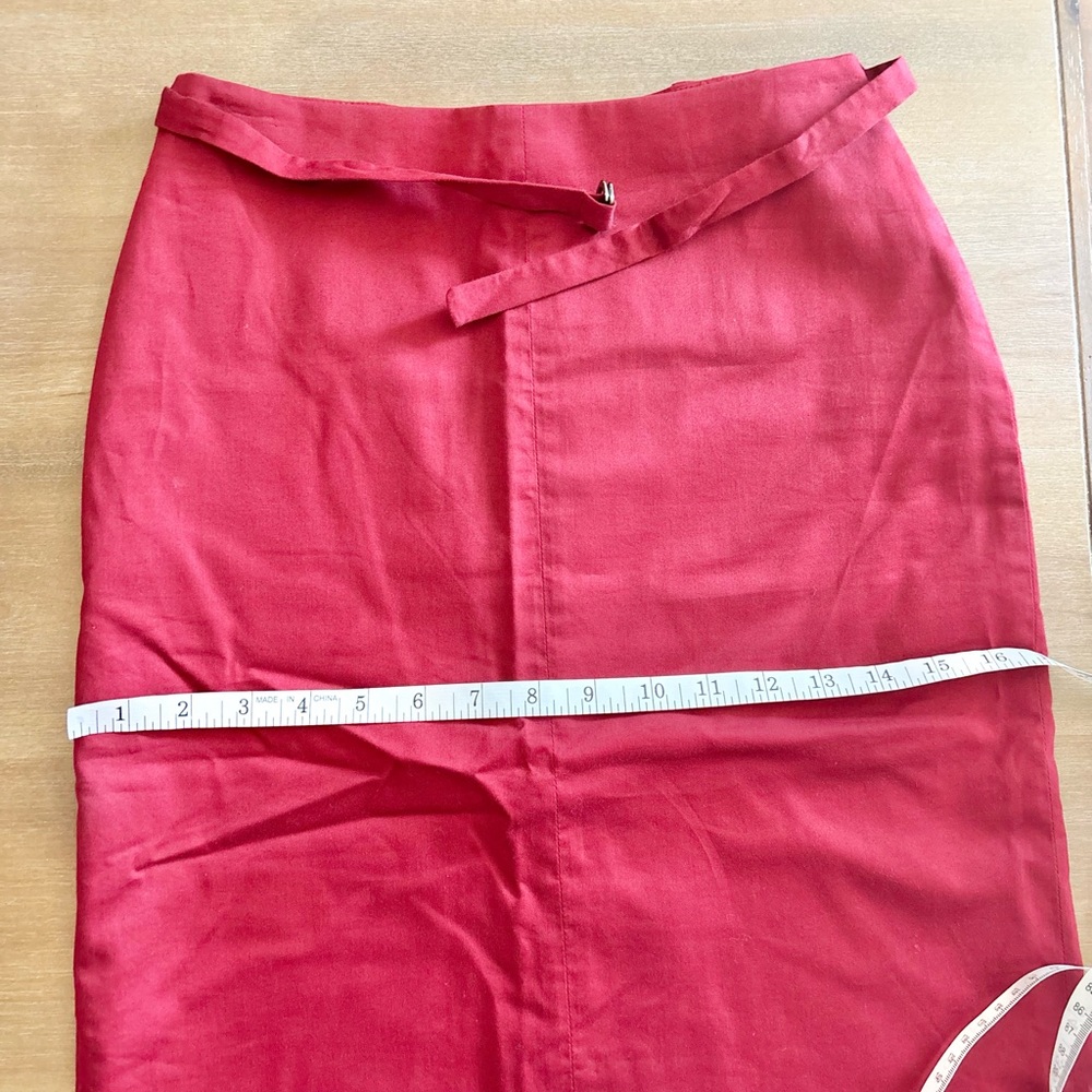 Banana Republic Vibrant Red Stretch Cotton Blend Belted Pencil Skirt, Sz 0 - Picture 5 of 8